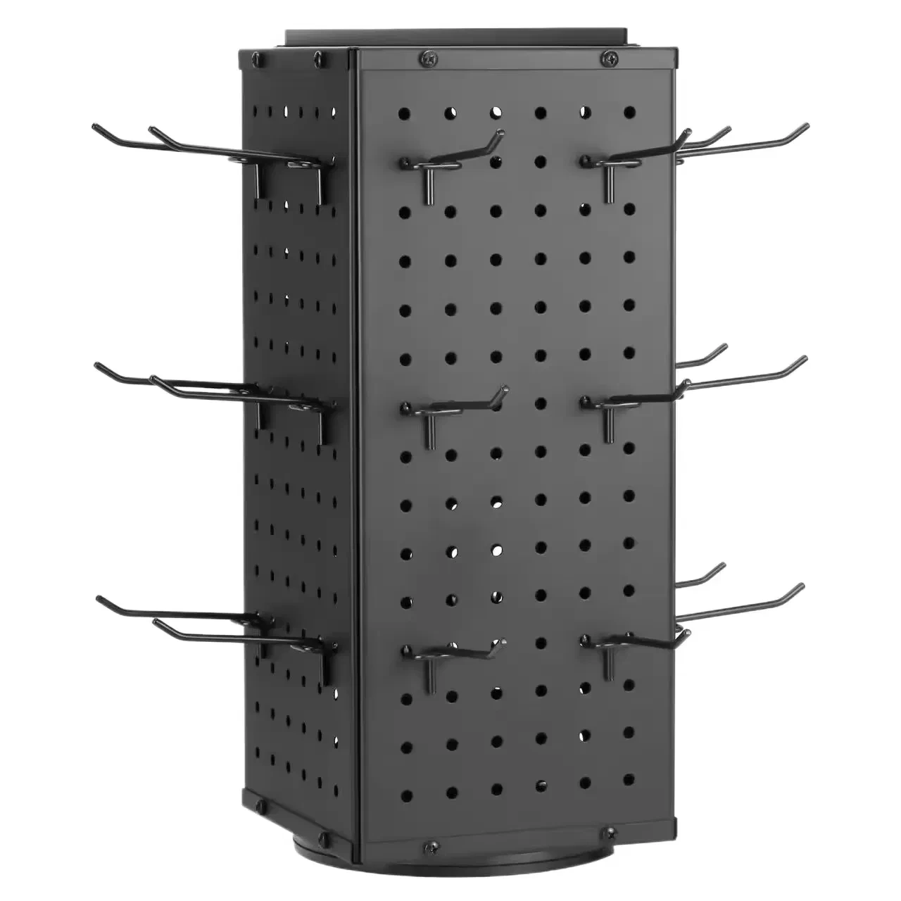 回転式ペグボードディスプレイスタンド（フック24個付き） - 4面メタル回転ペグボードディスプレイ 1