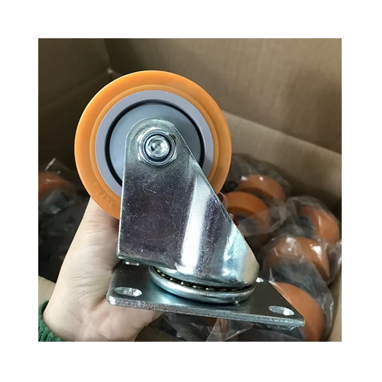 Single Ball Race Bearing Polyurethane Hand Cart Orange 75mm 3 Inch Pu Swivel Caster Wheels For Trolley 1