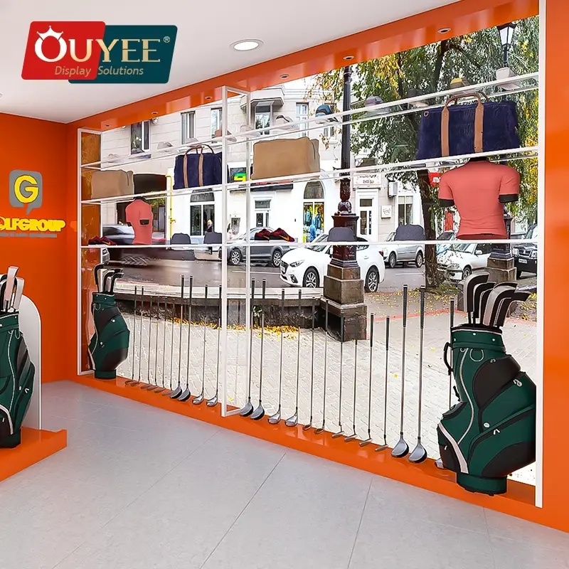 Armário expositor para tacos de golfe, ideal para drivers e putters. 1