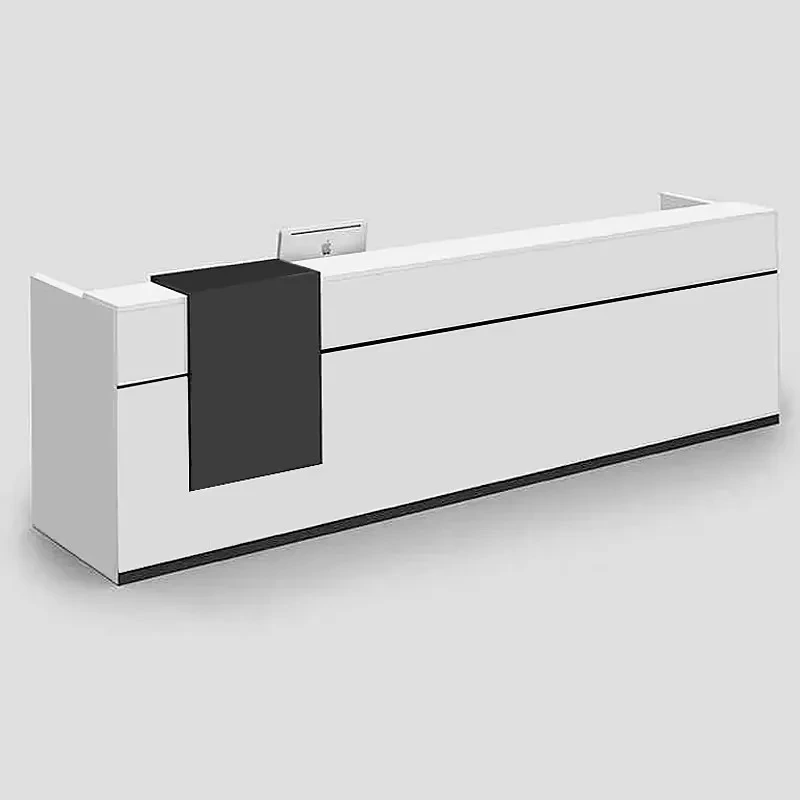 Customized Sunshine White Wooden Front Desk Counter Reception Desk Modern Solid Surface Hotel Reception Desks 1