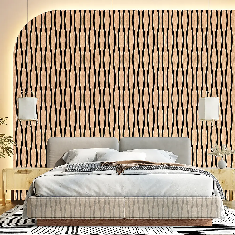 Natural Wood Acoustic Slat Panels with 3D Modeling for Hotels, Gyms & Warehouses 1