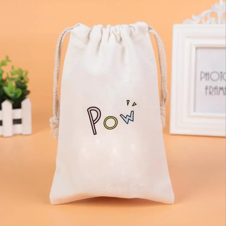 Wholesale Custom-Printed Eco-Friendly Drawstring Cosmetic Pouch Gift Bags Canvas Tote Bags 1
