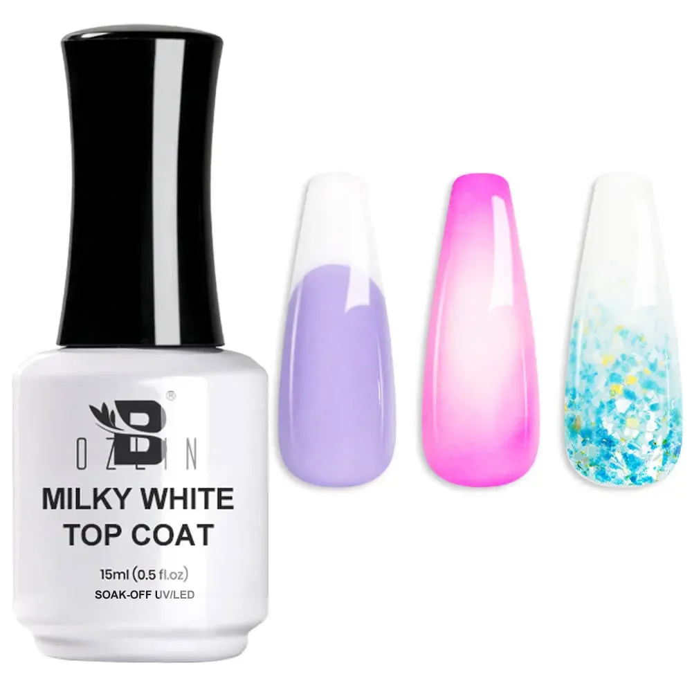 15ml Milky White No Wipe Soak Off UV LED Gel Nail Top Coat Polish EU Standard 1