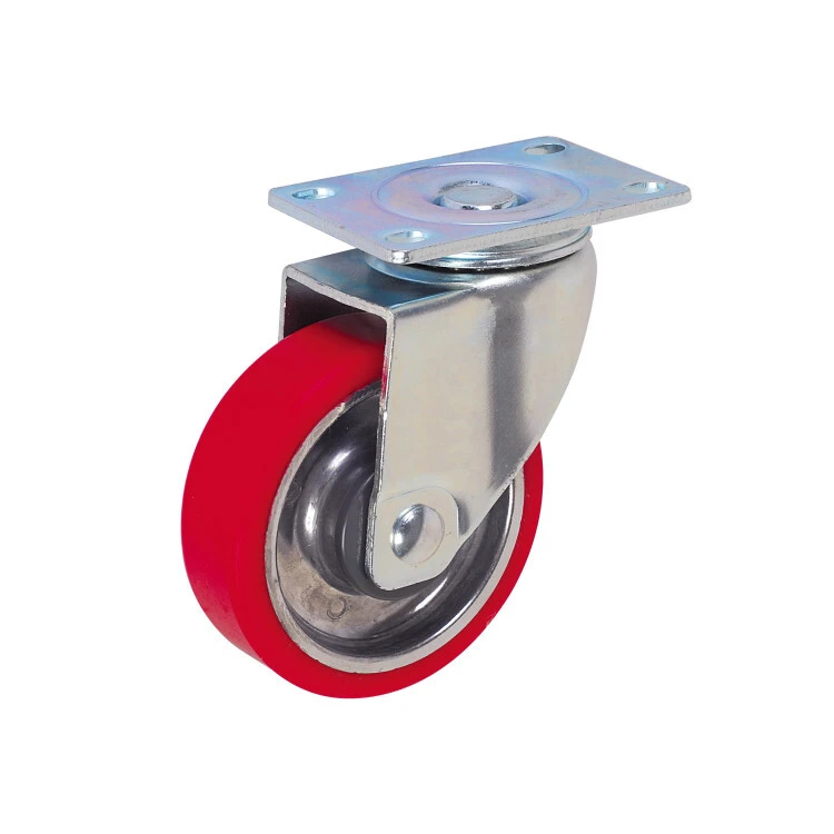 4 Mm Top Plate Medium Duty 3 Inch 75 Mm Swivel Aluminum Core Red Pu Caster Wheel 1