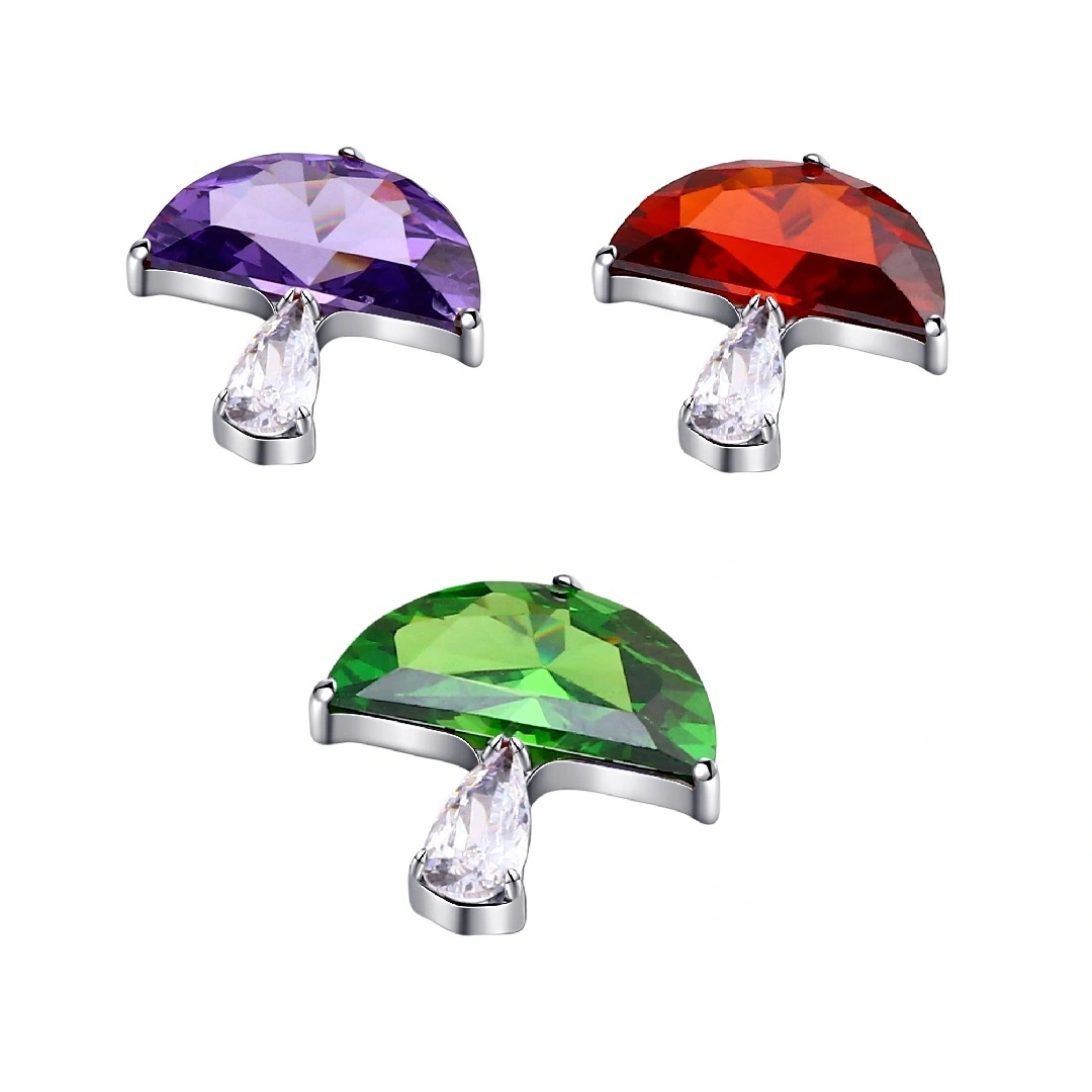 Boucle d&39;oreille labret filetée en titane G23 en forme de champignon, bijou de corps avec zircons cubiques 1