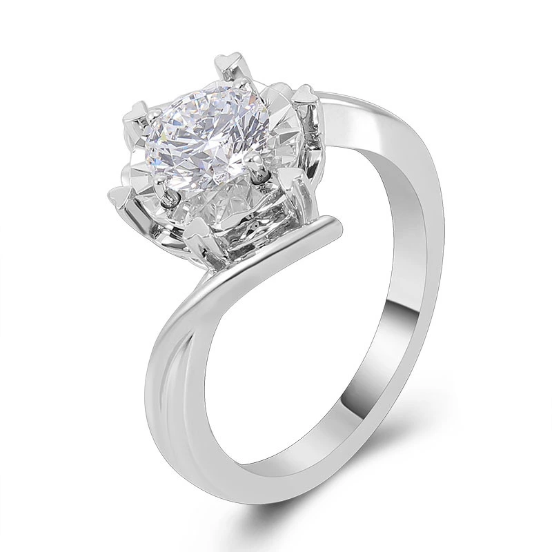 Bague de mariage en diamant Moissanite taille ronde de 2 carats de style bande torsadée pour femme 1