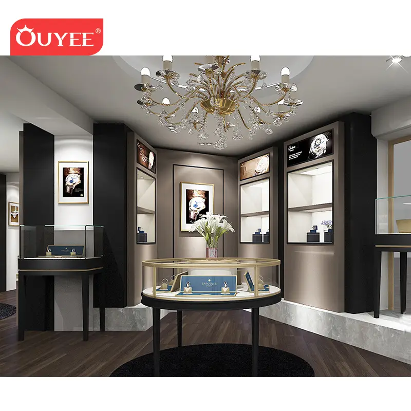 Balcão expositor de vidro para joias e vitrine de showroom 1