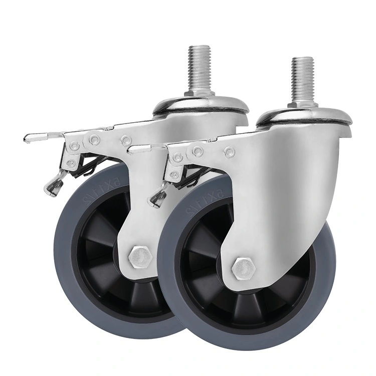 Premium Rubber 3 4 5 6 Inch Swivel Mid-heavy Duty Castor Wheels 100mm Whirling Locking Tpr Casters Wheels 1