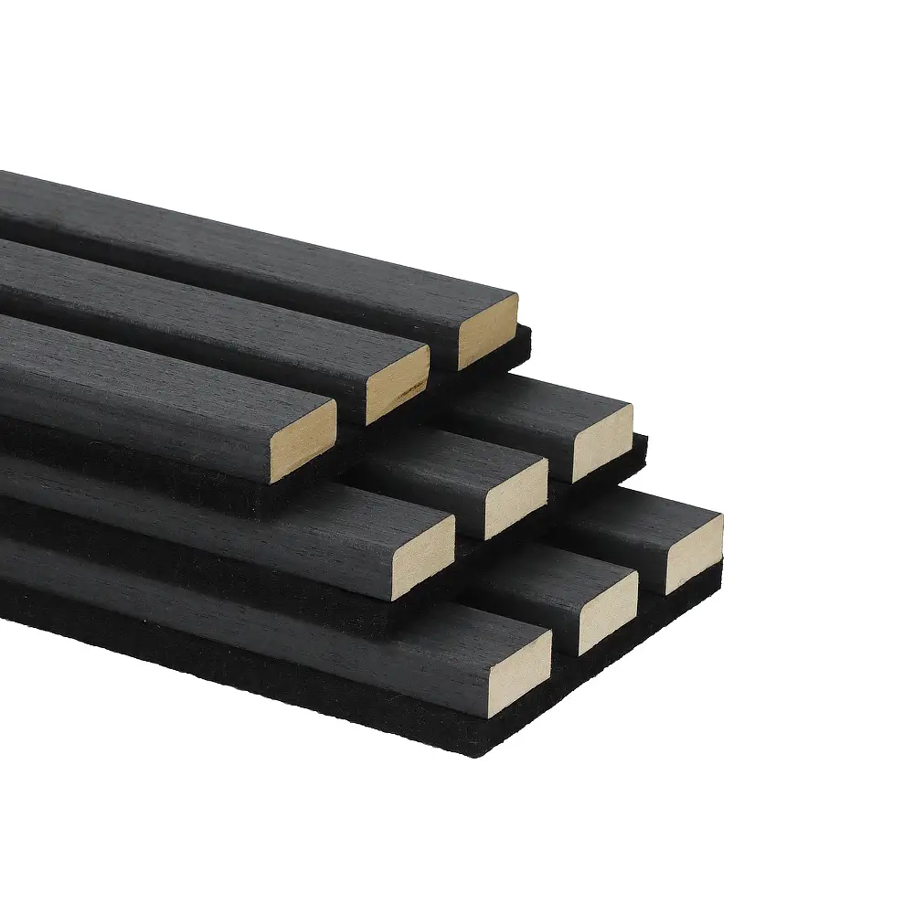 Wood Slats Wall Panels Polyester Acoustic Panels 3-Sides Wood Veneer Panels 1