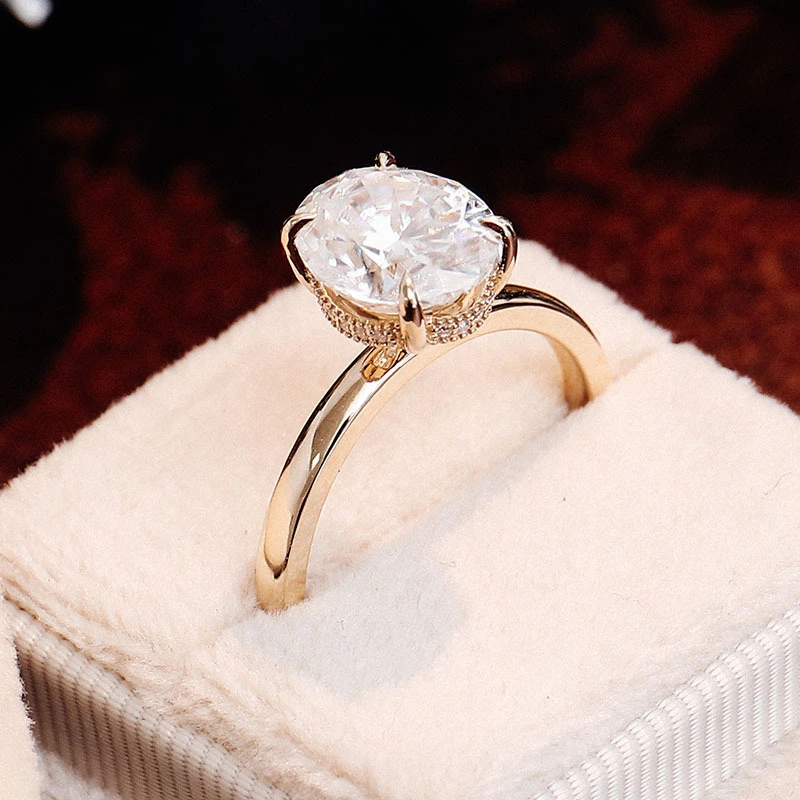 Oval Cut Moissanite Ring Def Color Vvs 10k 14k 18k Solid Gold Classic Solitaire Moissanite Engagement Ring 1