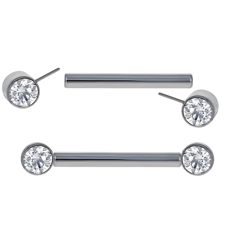 Eternal Metal Astm F136 Titanium Threadless Bezel Cz Nipple Barbells Piercing Jewelry 1