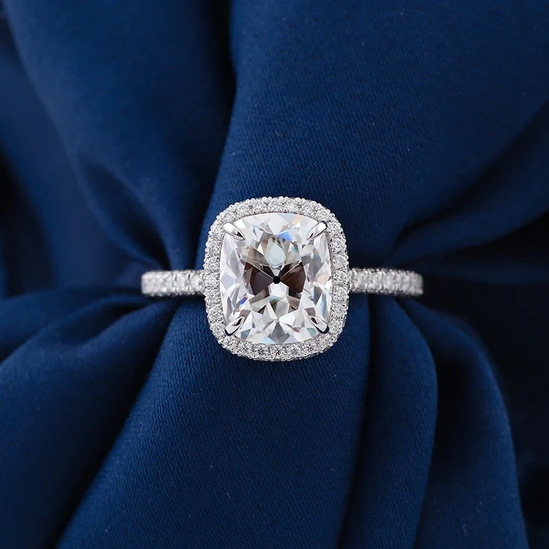 Provence Classic Style 10k Bague en or blanc coussin coupé Moisanite Maisan Pierre Main 5 Carat Diamond Custom Anneau 1