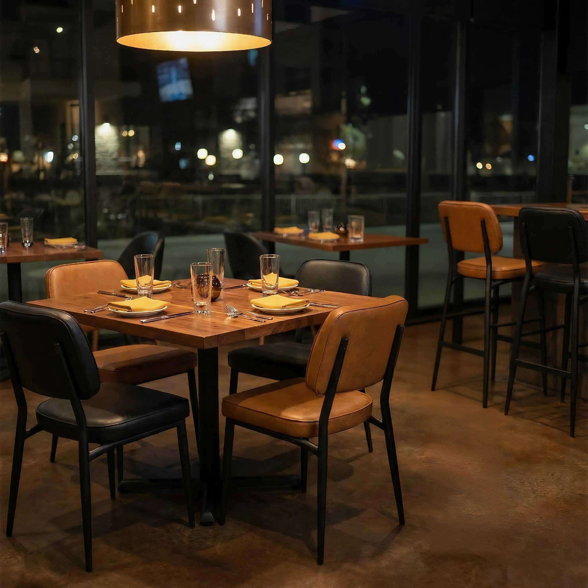 Commercial Faux Leather Restaurant Chairs with Iron Frame Sets 1