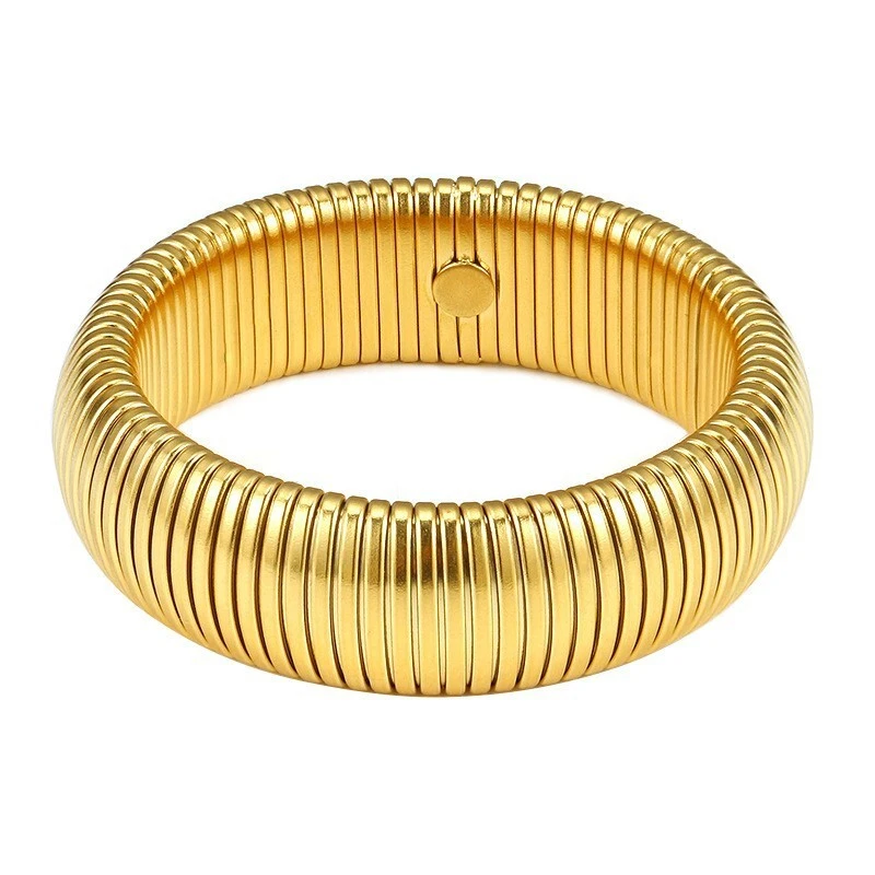 Chunky Snake Chain Elastic Bangles Wholesale Stainless Steel Gold Plated Jewelry Stretch Elastic Bracelets For Women 1