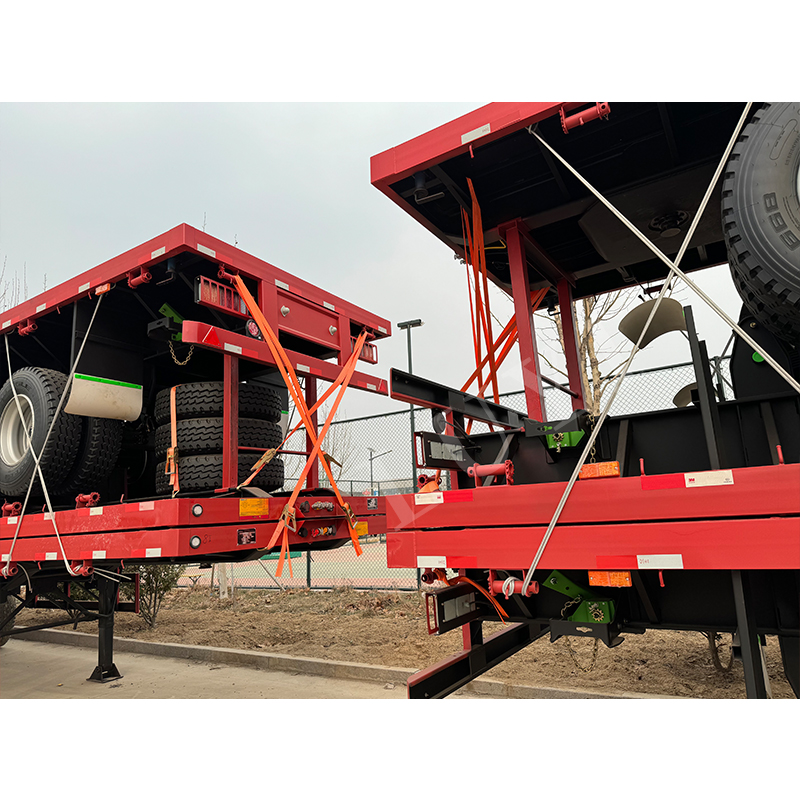 3 ejes de 40 pies de transporte de contenedor semi de cama plana 3