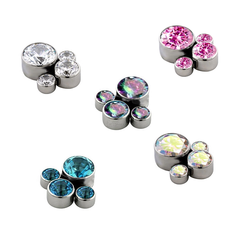 Eternal Metal Astm F136 Titanium Cz Bezel Set Pet Paw Top Parts Internally Threaded Labret Piercing Jewelry 1