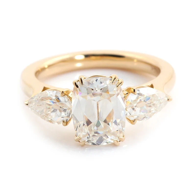 Bague de fiançailles en or blanc 14 carats et or véritable 3 carats, sertie de moissanite, pour femme 1