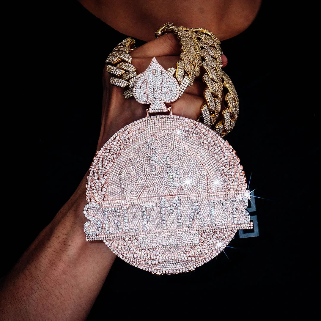 4 Custom Letter Pendant 18k Rose Gold Plated Hip Hop Ice Out Diamond Letter Men's Pendant Match Cuban Chain 1