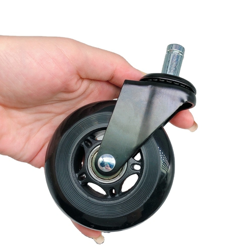 3 Inch 75mm Polyurethane Pu Transparent Black Cool Office Chair Smooth Running Noiseless Floor Protected Caster Wheels 1