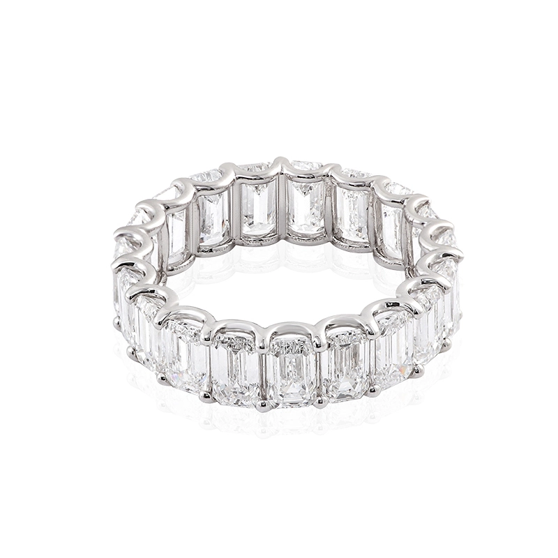 Def Lab Grown Hpht Emerald Cut Diamond Ring Eternity Band 3x5mm In Pt950 Prong Setting 1