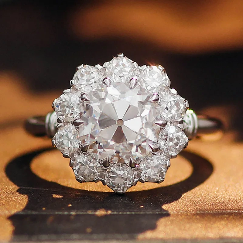 Bague de fiançailles fleur Omc 14 carats, bague de demande en mariage, bijoux de fiançailles, cadeau pour elle 1