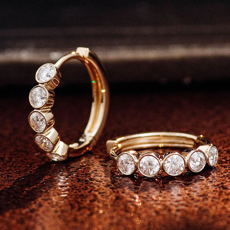 14k gelbgoldohrringe 2,5 mm rund geschnitten Moisssanit lose Edelsteine ​​Ohrringe Klassische Mode -Schmuckohrringe im Stil 1