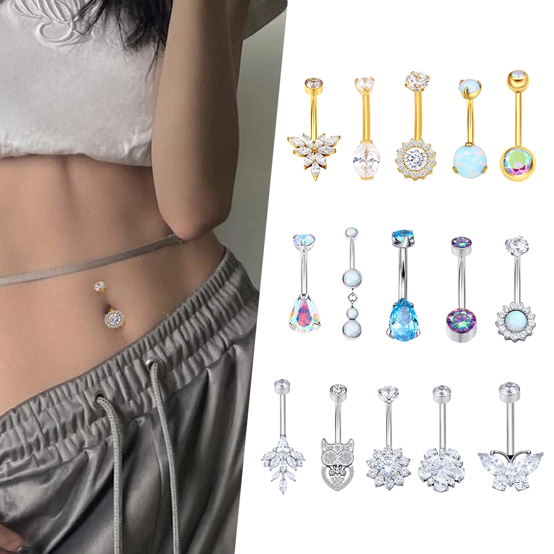 Eternal Metal F136 Titanium Cz  Opal Fashion Piercing Body Jewelry Navel Belly Button Rings 1