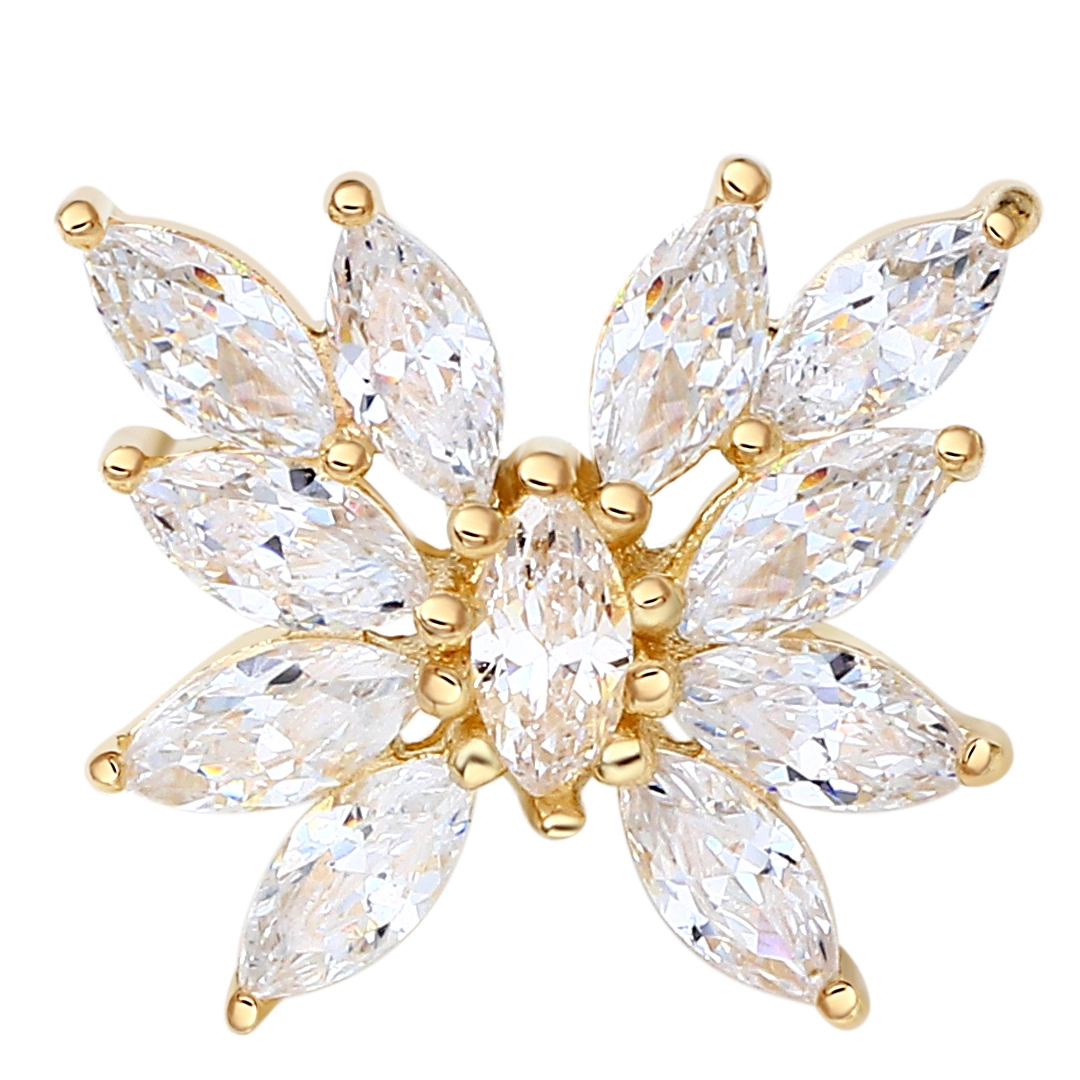 Eternal Metal 14k Solid Gold Threadless Push Pin Ends 5a Clear Zircon Piercing Jewelry2 1