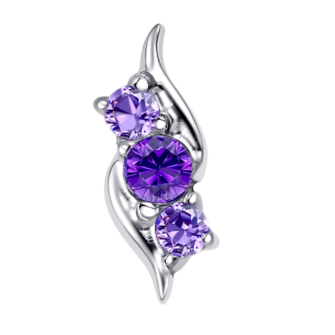 Eternal Metal Astm F136 Titanium Implated D-amethyst And Amethyst Cz Threaded Top Earring Labret Piercing Jewelry 1