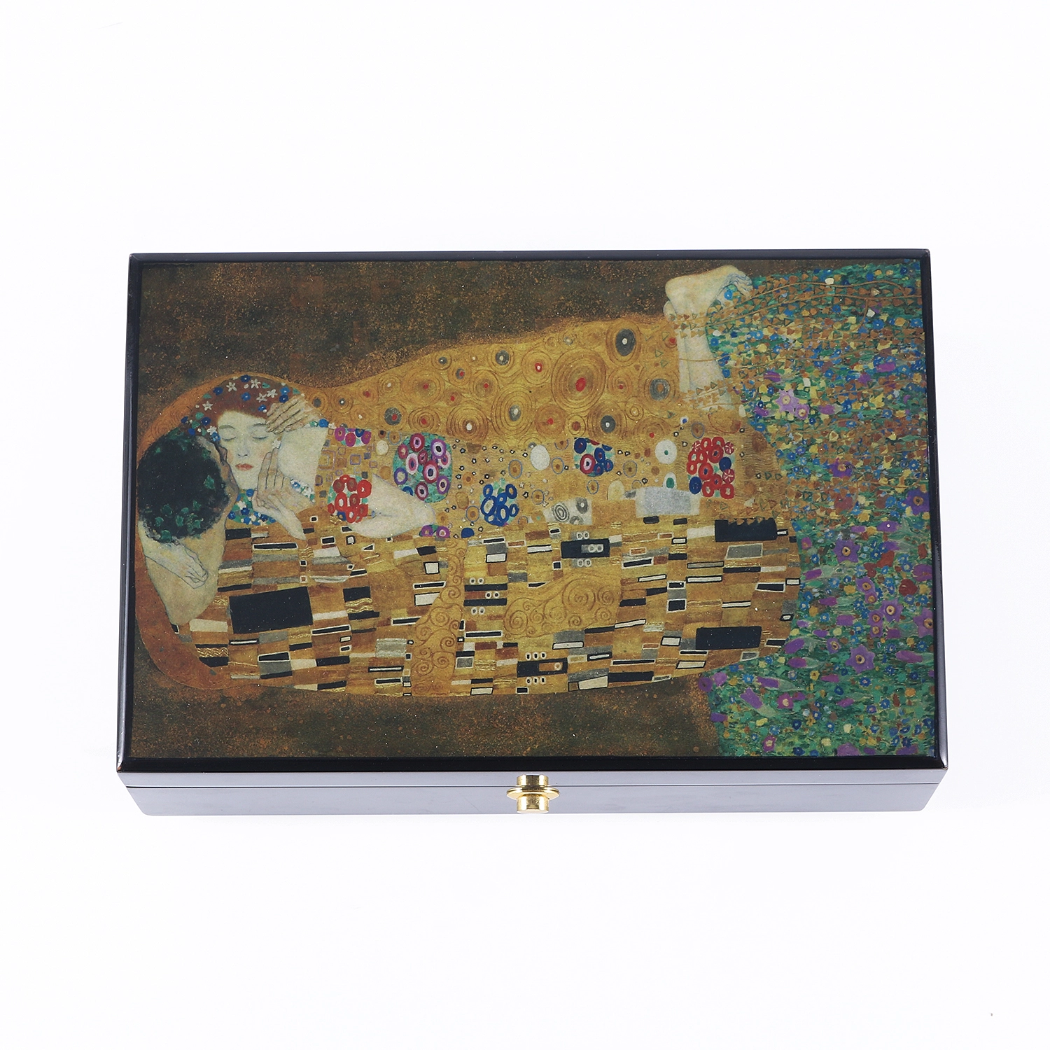 Luxury Piano Lacquer 1 Slot Wooden Jewelry Box - Black & White Oil Painting 1