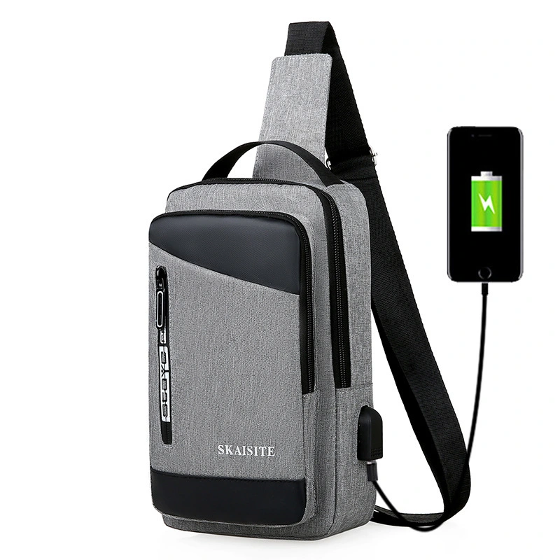 Manufacturer Custom Casual Outdoor Man Bike Royal Blue Usb Charging Port Sling Shoulder Crossbody Chest Bag 1