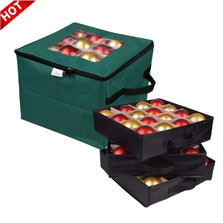 Wholesale Christmas Decoration Organizer Bins with Removable Trays Fabric Storage Box 1