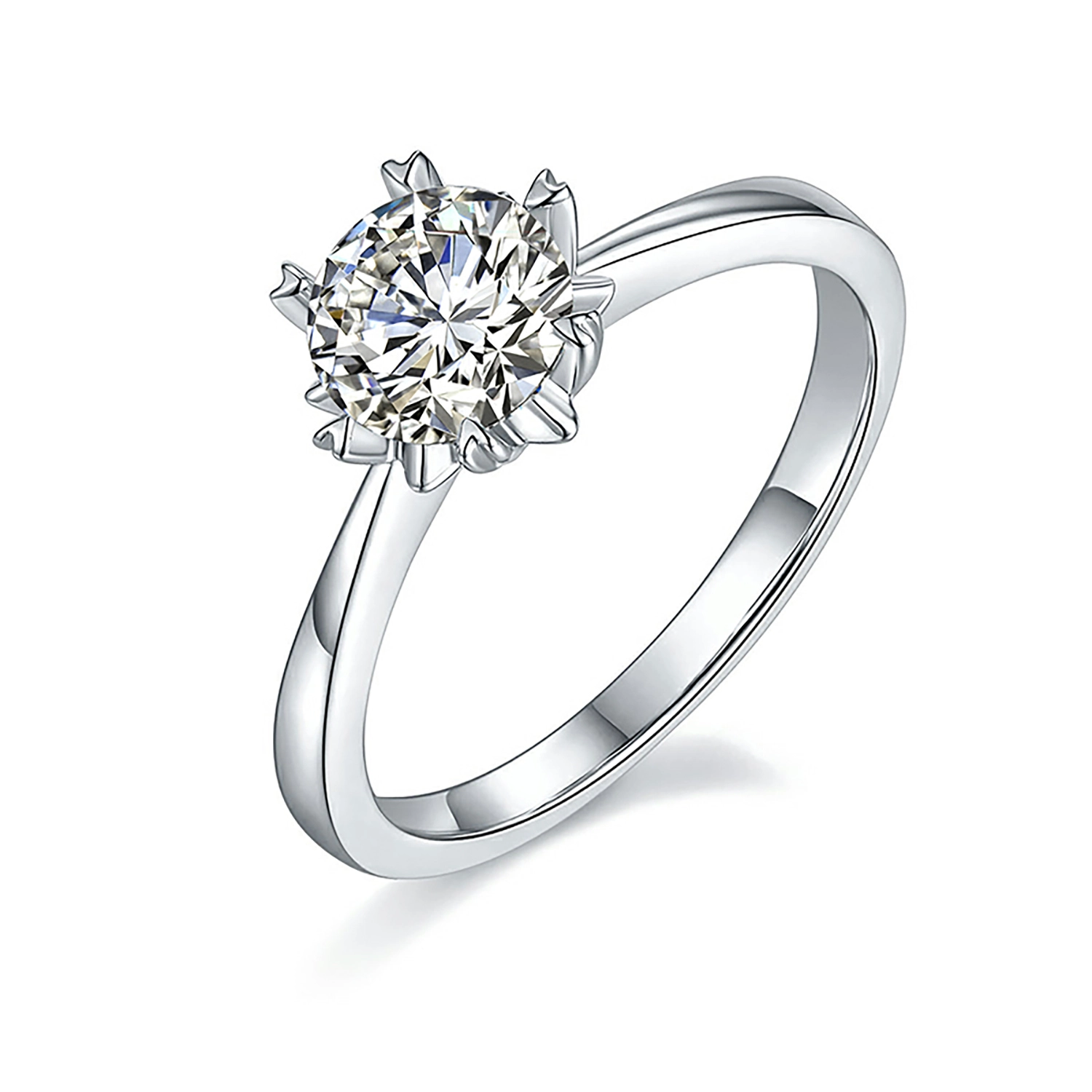 2021 New 1 Carat 6.5mm White Round Cut Moissanite Ring With 925 Sterling Silver Solitaire Diamond Engagement Ring 1