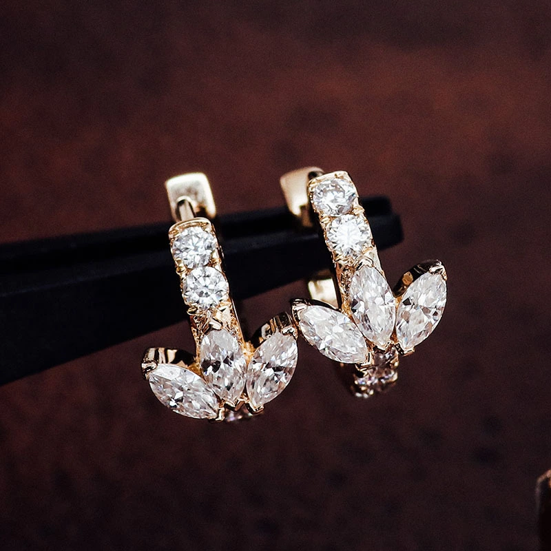Fashion Jewelry Earrings 10k Yellow Gold Solid Gold Def Color Moissanite Diamond Jewelry Women 1