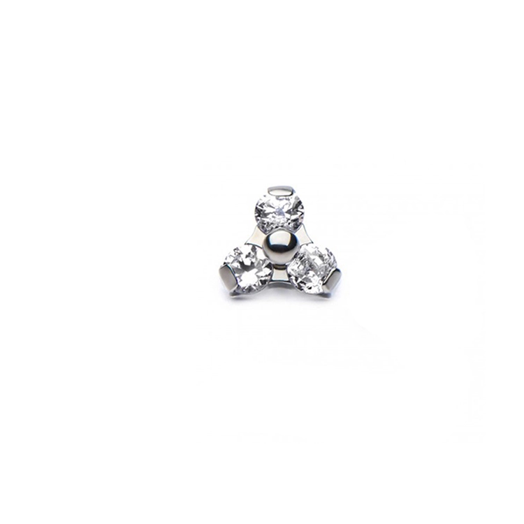 Eternal Metal Astm F136 Titanium 3 Cz Cluster Dermal Anchor Labret Top Piercing Jewelry 1