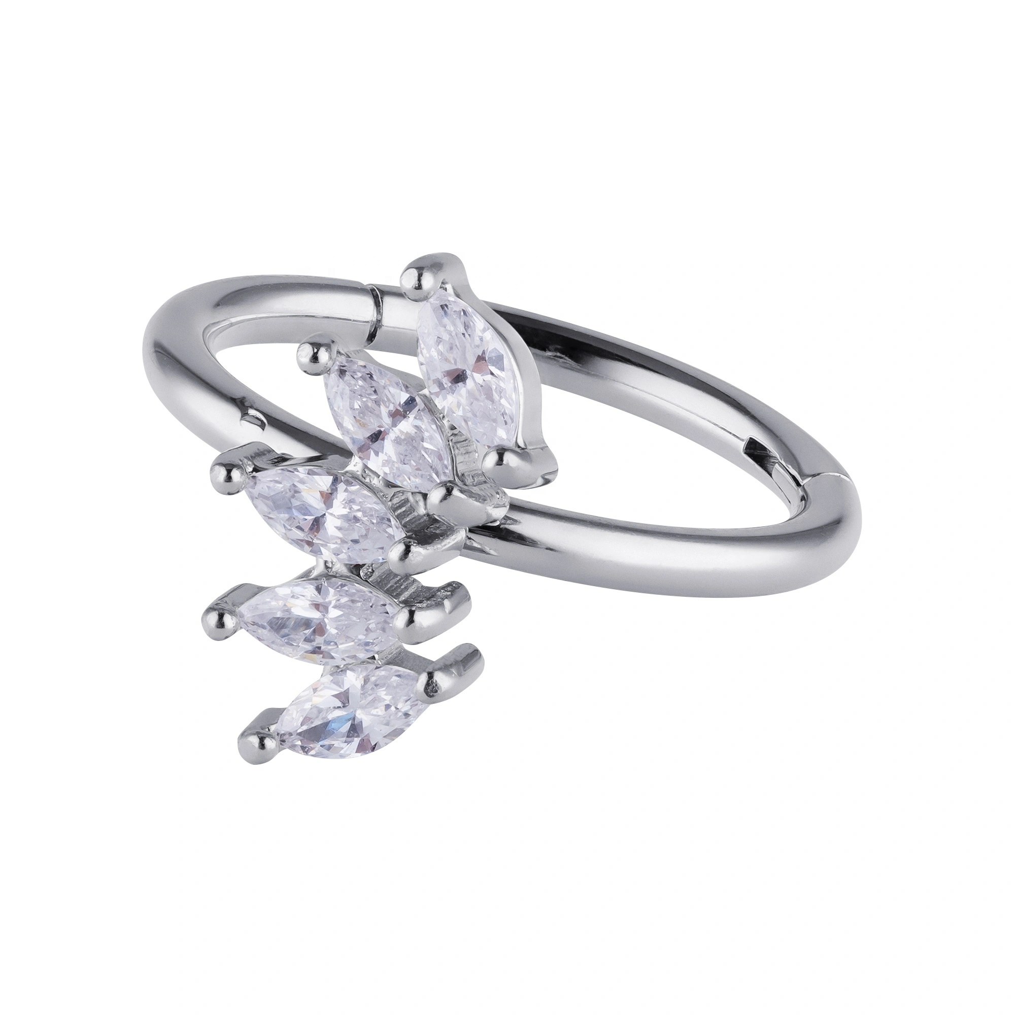 Eternal Metal Astm F136 Titanium Marquise Cz Hinged Segment Clicker Ring Piercing Jewelry 1