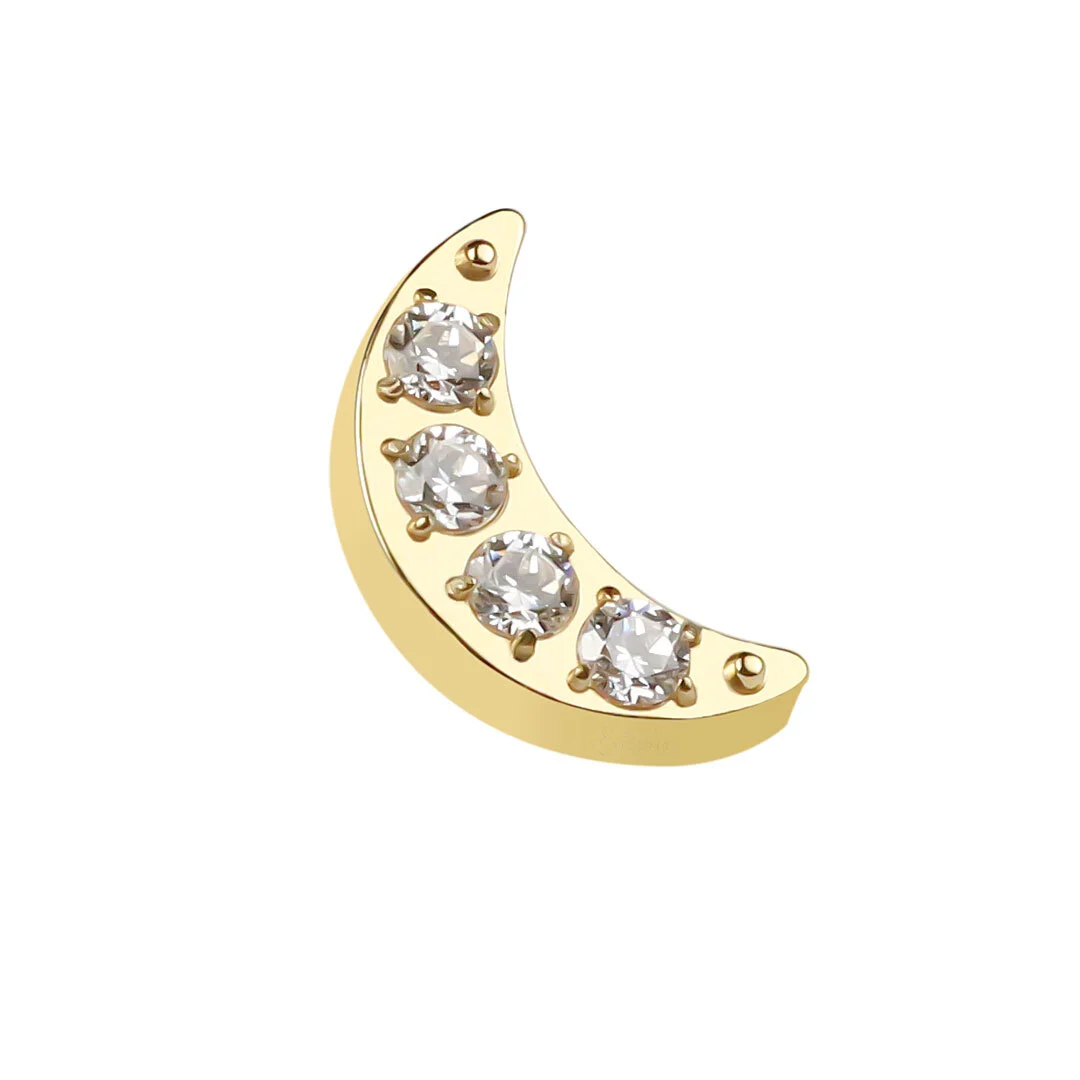 Eternal Metal Astm F136 Titanium Internally Threaded Threaded Crescent Moon With Cz Top Body Jewelry 1