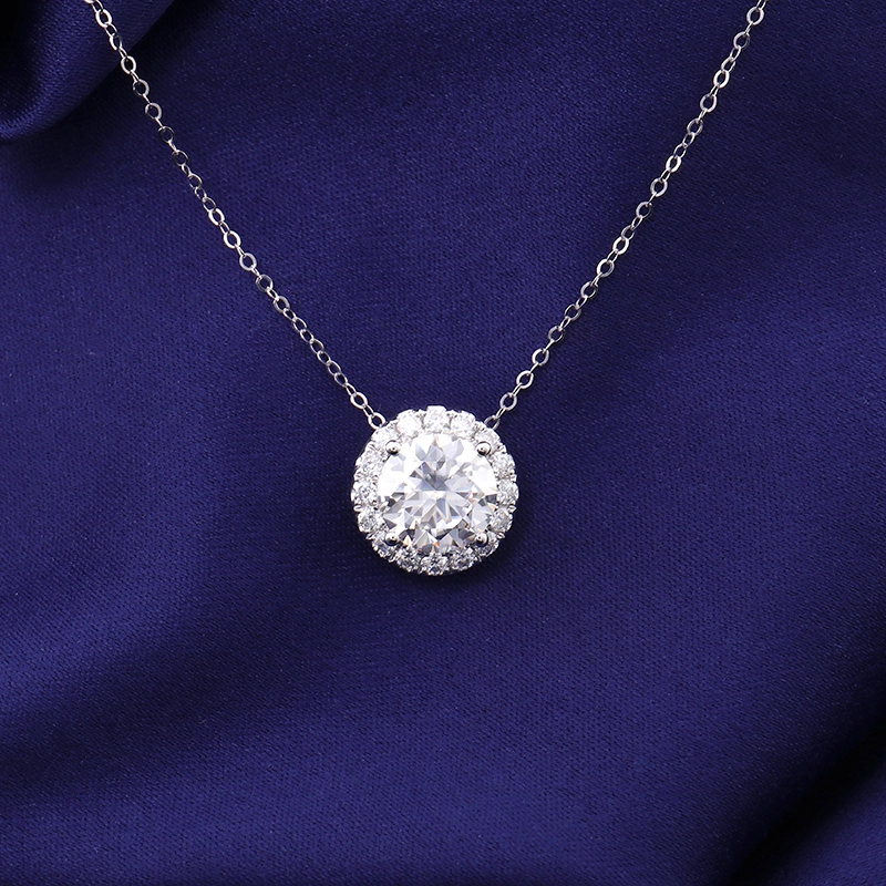 Collier de conception de vente chaude Collier de chaîne Pierre 8 mm coupé rond Moisanite Fine Bijoux Colliers 1