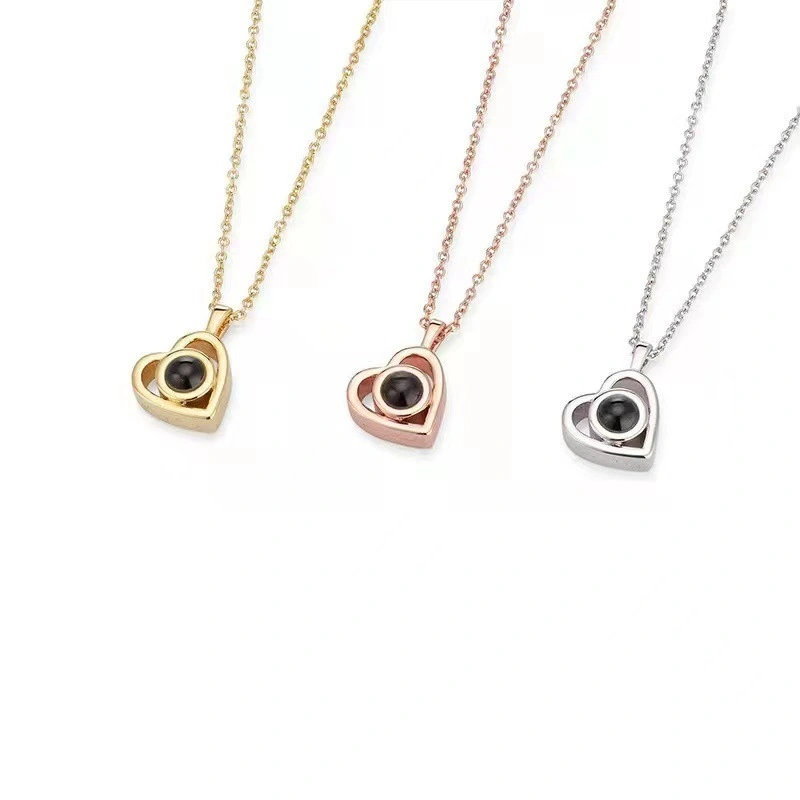 Hot Selling Personality No Fading Heart Necklaces Love Memory Projection 100 Languages I Love You Necklaces 1
