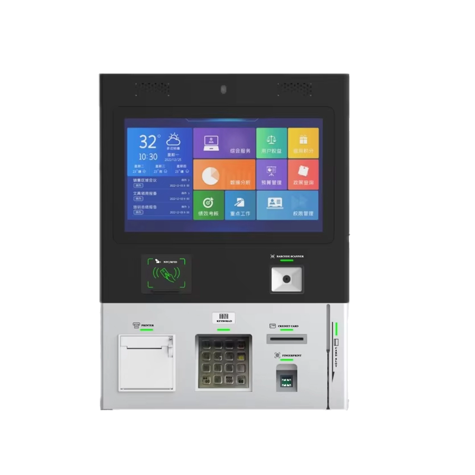 Wallmontierter Hotel Kiosk Touchscreen Selbst Check-in-Schlüsselspender und Ticketdrucker 1