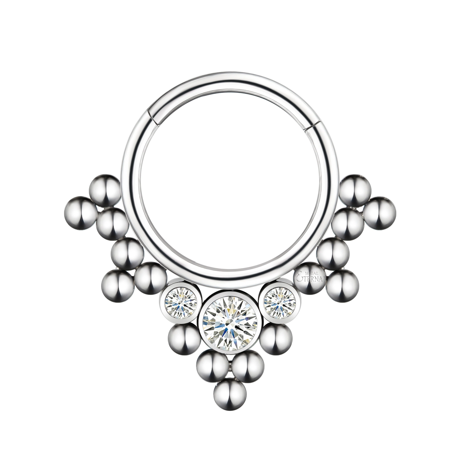Eternal Metal 16g 1.2mm Astm F136 Titanium Outer Balls Bezel Set Cz Hinged Segment Ring Piercing Jewelry 1