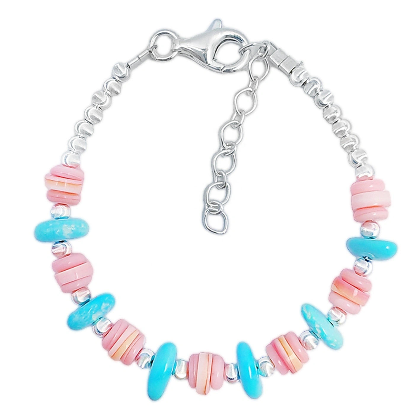 Natural Sterling Treatment Turquoise With Natural Pink Opal Handmade Bracelet Original Design Of Jewelry Exquisite Gift For Her 1