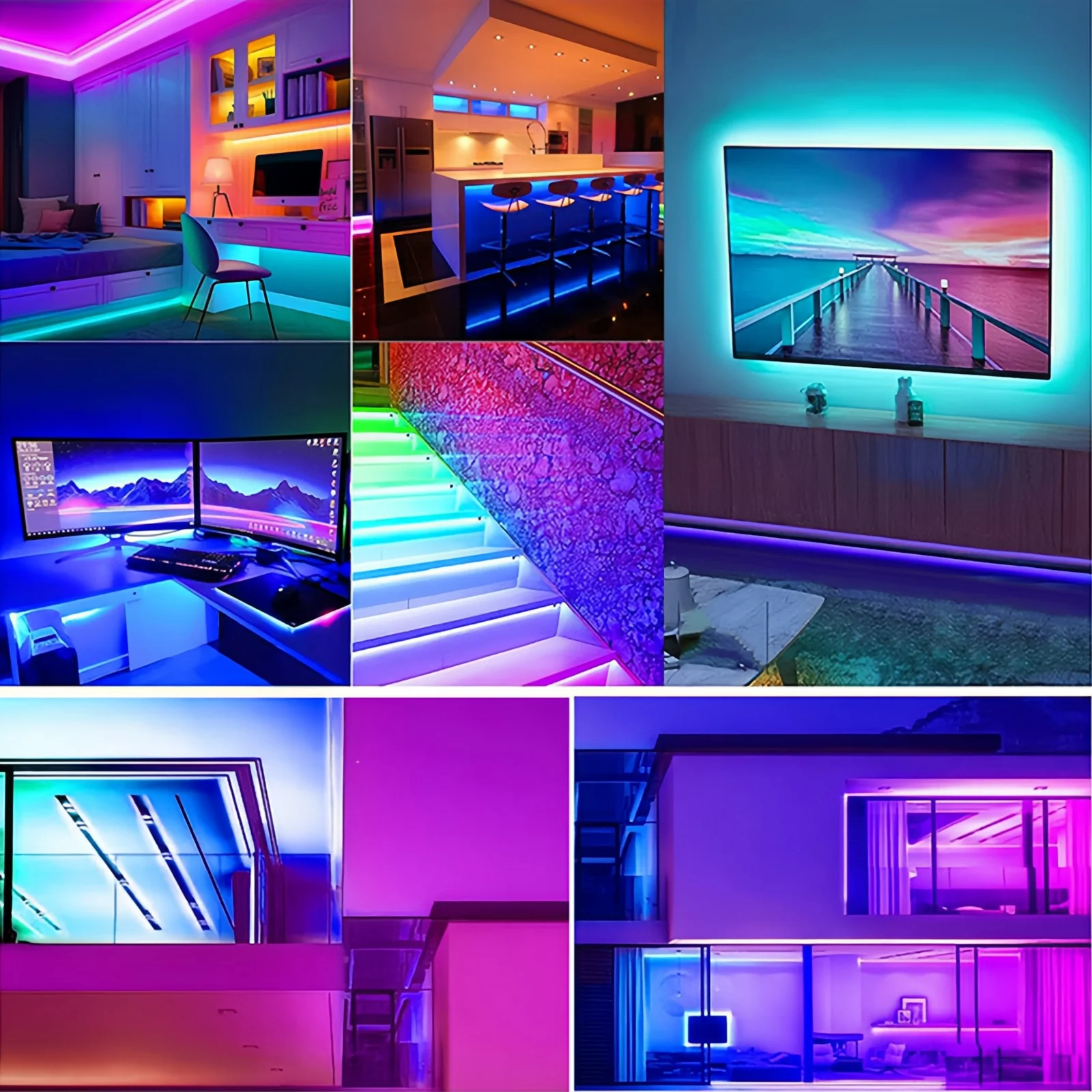 Светодиодные ленты RGB для креативного домашнего освещения, гибкая резка, интеллектуальная регулировка цвета и яркости 10