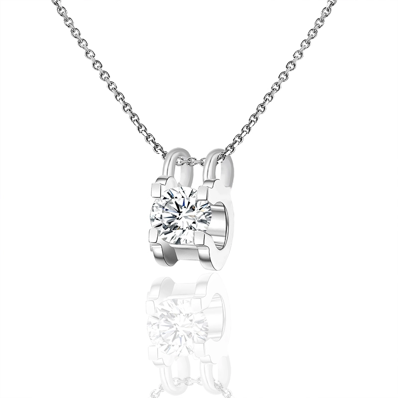 2025 New Arrival Bull Head Design 0.5ct Moissanite Necklace 925 Sterling Silver White Gold Plated 1