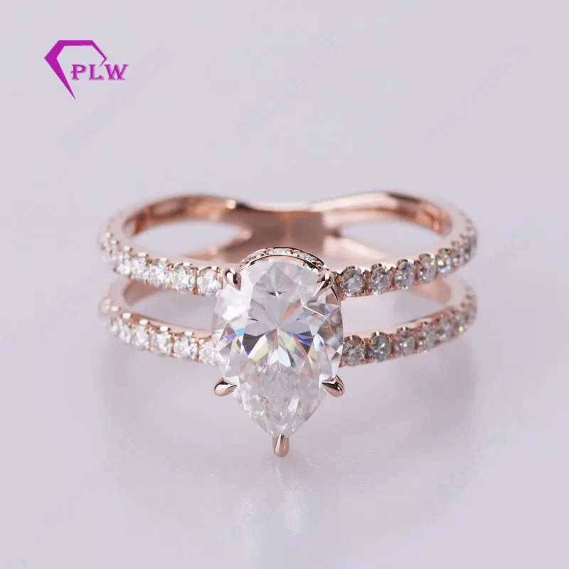 Prix ​​d'usine 14k Rose Gol 2CT PEUR COUPE MISSANITE DIAMONT PEURE En forme d'anneau 1