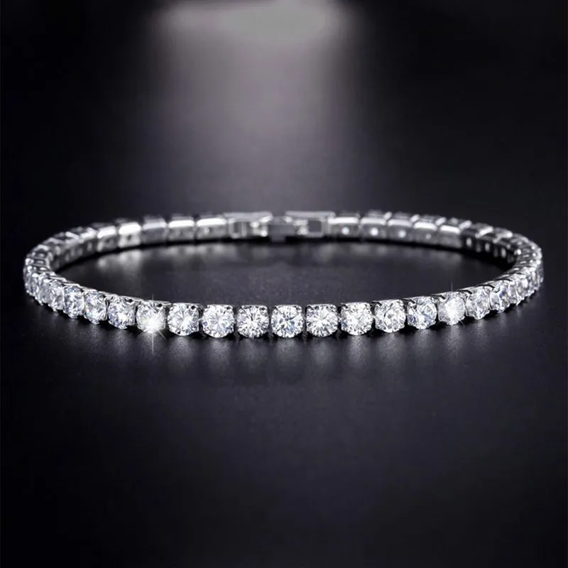Hip Hop Colorless Open Sleeve Copper Bracelet Crystal Aaa Micro Set Zircon Tennis Bracelet For Men And Women 1