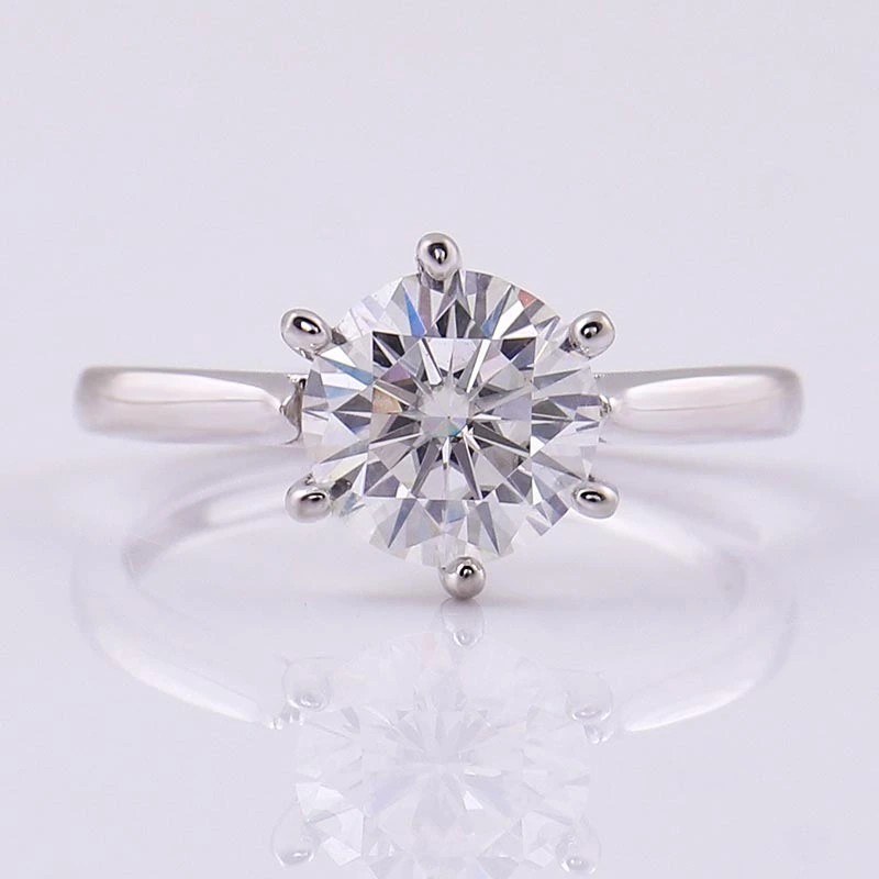 Bague en or à prix d&39;usine avec diamant Moissanite de 6,5 mm, bague tendance en argent sterling 925 pour femme, bague à 6 griffes 1