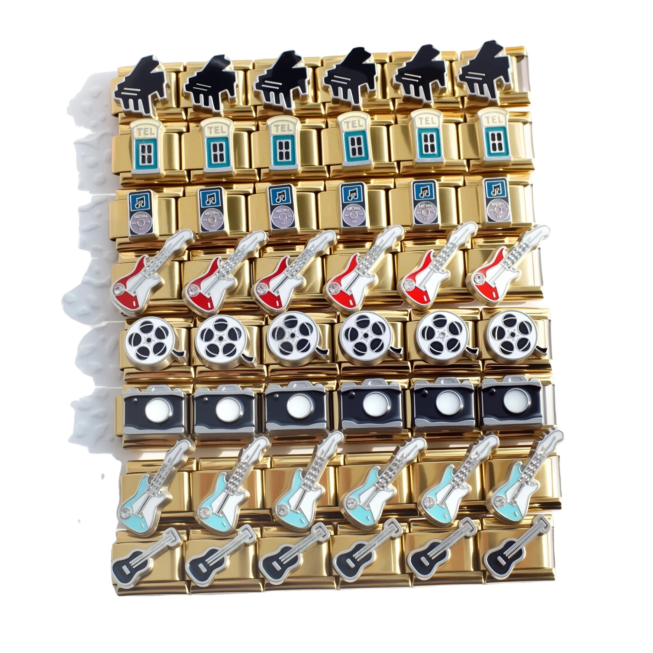 2025 Fashion Diy 304 Stainless Steel Italian Charm Music Movie Ipod Telephone Booth Series Bracelet 9mm * 10mm Module 1
