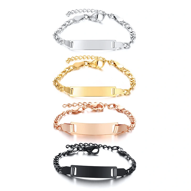 Kid's Bracelet Stainless Steel Blank Curved Plate Adjustable 12+3cm Customizable Name Hand Jewelry 1