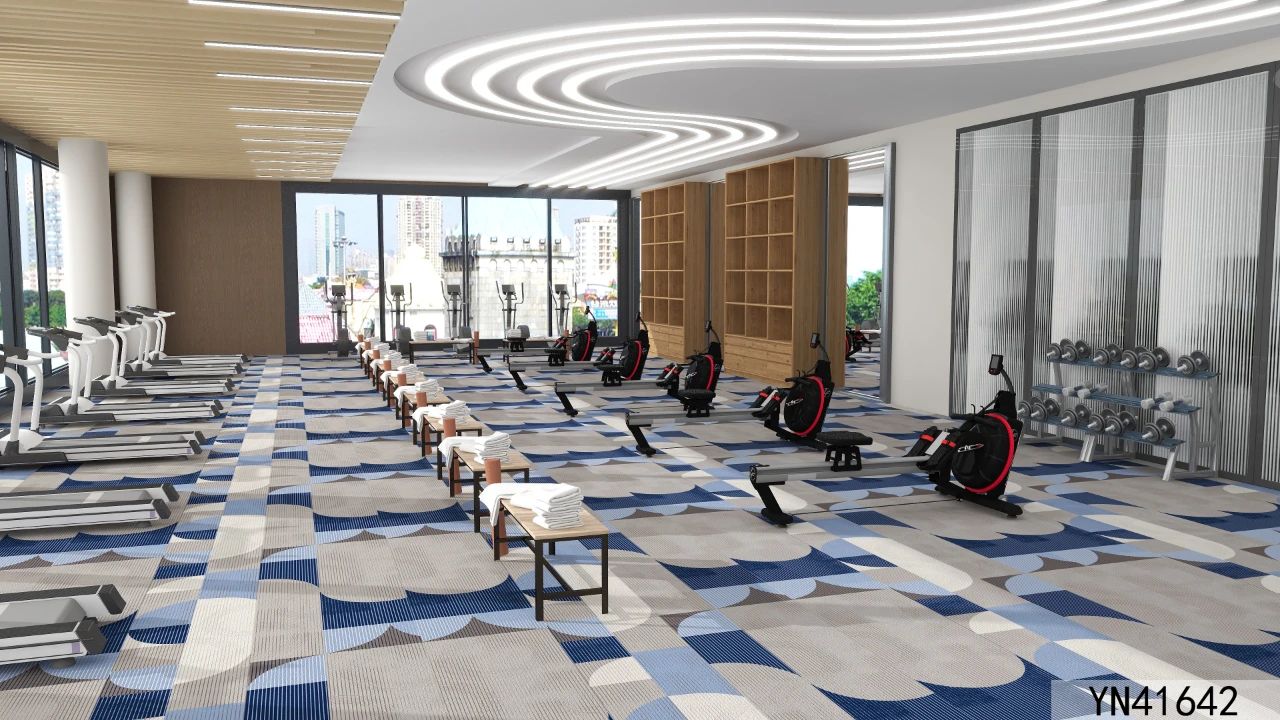 Customized Noise-Reducing Wool & Nylon Gym Carpet, Axminster 6